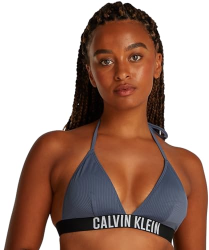 Calvin Klein Top de bikini Mujer Triangel Neckholder, Azul (Grisaille), XS