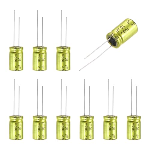Image of sourcing map 10uF 100V Non-Polarized Electrolytic Capacitor, 10mm x 17mm Aluminum Audio Capacitors for DIY Projects Audio Tweeter Frequency Divider Pack of 10