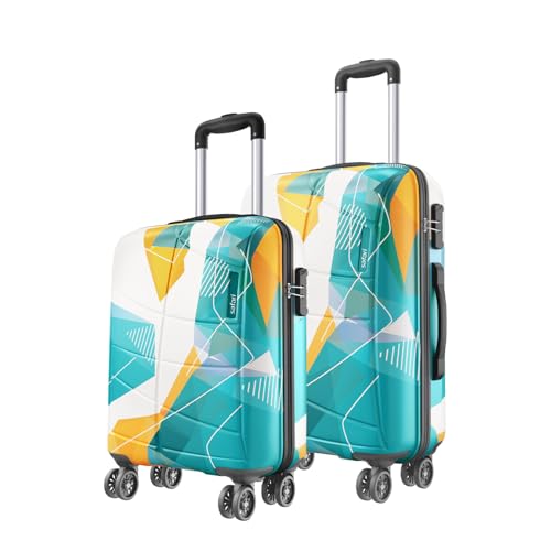 Image of Safari Luma Neo 8 Wheels Set of 2 (Cabin + Medium) Trolley Bags, Hard Case Printed Polycarbonate, 360 Degree Wheeling Carry-on & Check-in Luggage, Suitcase for Travel, Trolley Bags for Travel, Multi