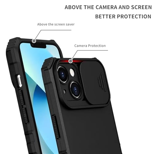 Image of Back Cover Case for Apple iPhone 15 | Sliding Camera Shield | Stereoscopic Stand | Shockproof 360 Degree Protection Mobile Phone Case Cover for i Phone 15 / iPhone 15 | PC, Black Back Cover