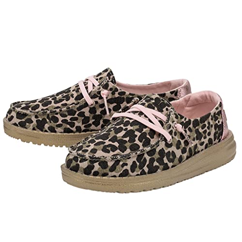Image of HEYDUDE Girl's Wendy Youth Leo Nut Size 4 | Girl's Shoes | Girl's Lace Up Loafers | Comfortable & Light-Weight