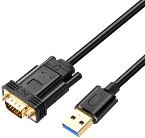 USB to VGA Adapter Cable,USB 3.0 to VGA Male to Male Cord 1080P @ 60Hz,Compatible with Windows XP/Vista/10/8.1/8/7(1M)…