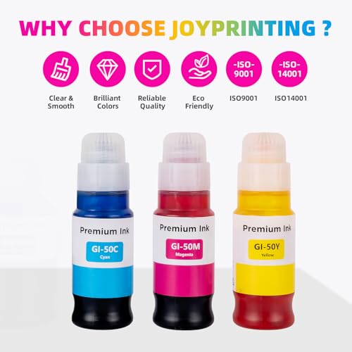 JoyPrinting 3X GI-50 Kompatibel tintenbehälter GI-50 GI50 Tinte Multipack Kompatible für Canon PIXMA G1520 G2520 G2560 G3520 G3560 GM2050 GM4050 G5050 G6050 G7050 (Cyan, Magenta, Gelb)