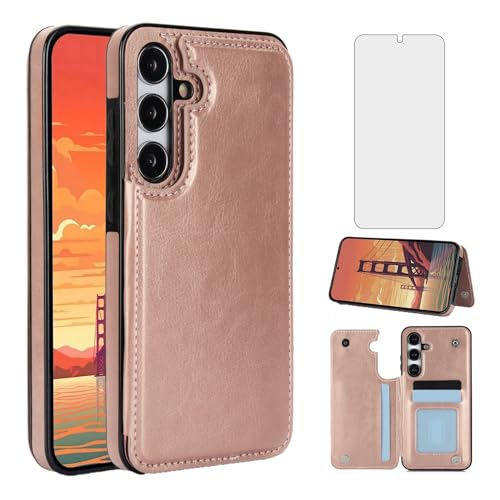 Housse Samsung S24 5G Asuwish dorée avec porte-cartes pour vos déplacements