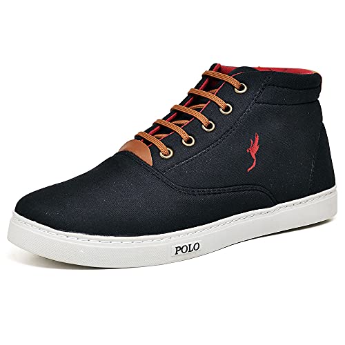 Sapatênis Casual Masculino Cano Alto Barato Polo Blu Preto