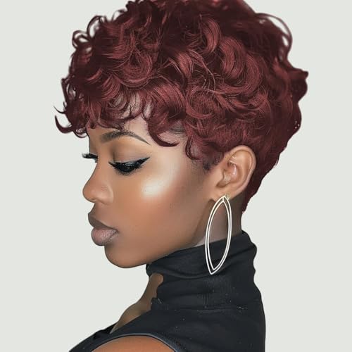 Iianaebeh Bob Wig Human Hair Short Pixie Cut Wigs for