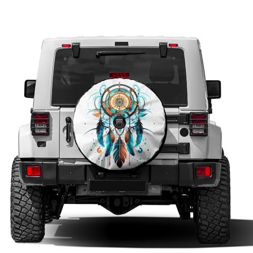 Image of Abstract Dream Catcher Symbol Spare Tire Cover with Backup Camera Hole Wheel Tire Cover Fit Trailer, RV, SUV and Many Vehicle 12inch