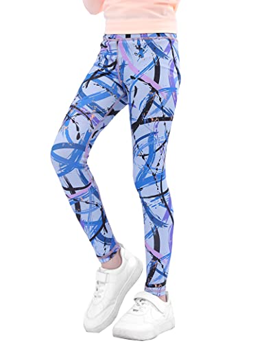 Kiench Girls' Athletic Workout Leggings Running Yoga Pants Printed