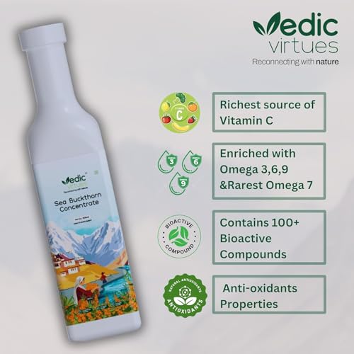 Image of Himalayan Sea Buckthorn Juice Concentrate (300ml x 3) 900ml | 99.9% Pure Natural Pulp | Refreshing Taste | Rich in Omega 3,6,7,9 & Vitamin C | Supports Immunity, Gut & Skin Health