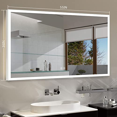 Bhbl 55 X 36 Inch Led Mirror For Bathroom,Lighted Bathroom Mirror With Bluetooth Speaker, Anti-Fog & Dimming Bathroom Mirrors Wall Mounted (Vertical/Horizontal) Vanity Mirror With Lights #TOP6