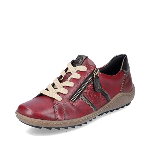 Image of Remonte Ladies Zip Detailed Shoes R1426-35 - Red Combination Leather - UK Size 6.5 - EU Size 40 - US Size 8.5