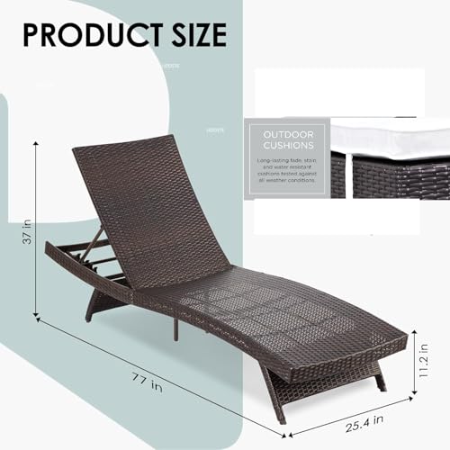 Image of UF Outdoor Poolside Lounger with Adjustable Backrest Sun Chaise Recliner for Terrace Garden Poolside for Relaxation Durable and Stylish- (White)