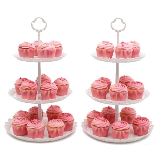 2 Pcs 3-Tier Cupcake Stand Fruit Plate Cakes for Wedding Home Birthday Tea Party Serving Platter(White)