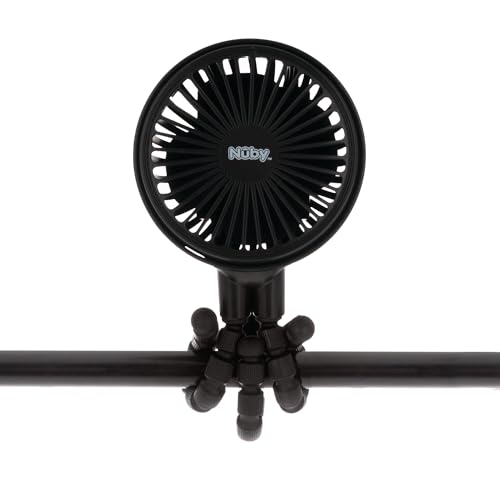 Image of Nuby 3-Speed Stroller Fan with Adjustable Legs - Stroller Accessories - Baby Essentials for Travel - Black