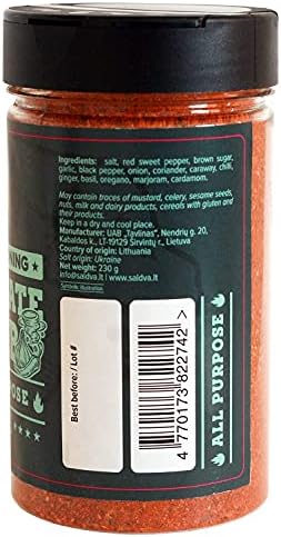 Ultimate Rub BBQ All Purpose Seasoning - 100% Natural and Universal BBQ Seasoning - Flavourful All-Round Blend of Spices for Amazing Beef, Pork, Poultry, Vegetable BBQ Dishes - Large Jar (230g)