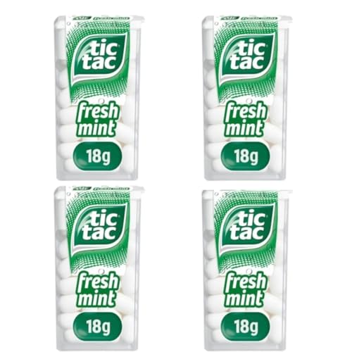 Tic Tacs Mints 4 Pack x 18G | Fresh Mints Sweets For On The Go Refreshment For refreshing moments, Pocket Size Packs, Travel Essentials
