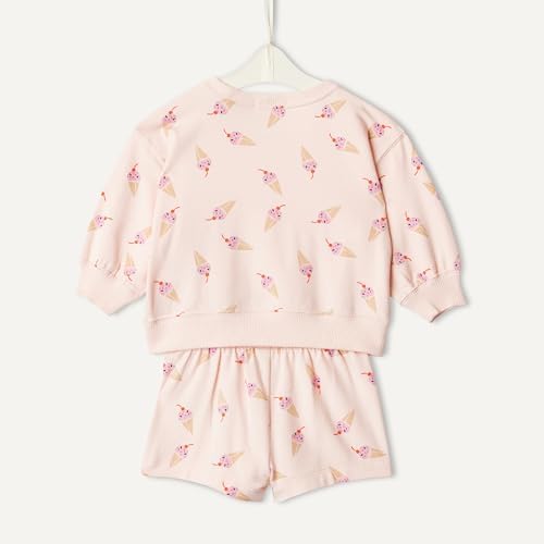 Amazon Essentials x Sofia Grainge Unisex Toddlers' Sweatshirt and Shorts French Terry Play Set, Light Pink Ice Cream, 3T — view 5