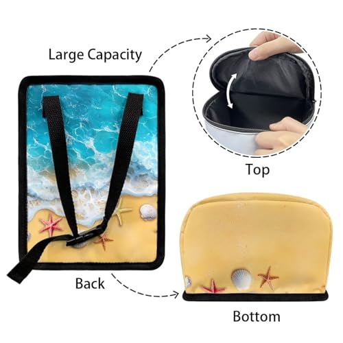 Image of KEIAHUAN Beach Theme Starfish Car Trash Can Hanging Foldable Multipurpose Trash Bin Container Storage Bag Grocery Organizer Bag for Back Seat for Outdoor Travelling Home Use