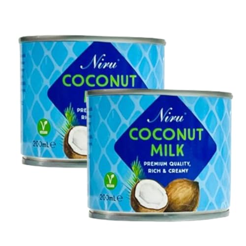 Image of Niru's Coconut Milk Tin- 200ml, Pure, Creamy, and Rich, Perfect for Cooking, Baking & Beverages, No Additives Pack of 2