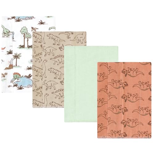 Luvable Friends Hudson Baby Flannel Burp Cloths 4pk, Dino Exploration
