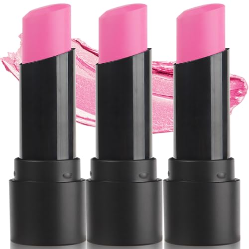 MEICOLY 3Pcs Pink Face Body Paint Stick for Halloween SFX Cosplay Makeup Pink Accessories for Spirit Week Eye Black Stick Sweat Proof Waterproof Eye Black Baseball Softball Football Lacrosse