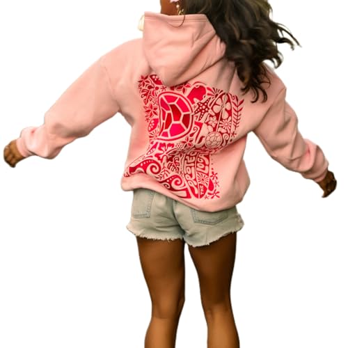 Fiacafyo Cute Graphic Embroidery Hoodies for Teen Girl Women Y2K Oversized Long Sleeve Pullover Tops Aesthetic Preppy Sweatshirts (B-Pink, S)