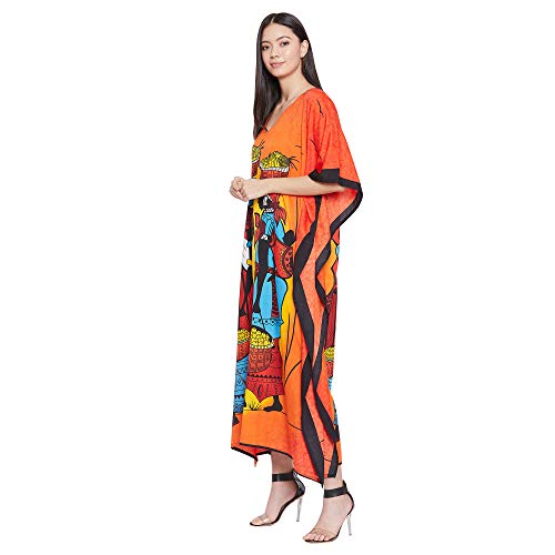 Image of Oussum Women Plus Size Kaftan Kimono Loose Maxi summer dresses for women Beach 3 /4 Sleeve Casual lounge dress Boho