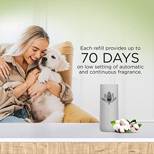 Image of Air Wick Automatic Spray Fresh New Day, 2ct, Pet Fresh Cotton, Air Freshener, Essential Oils, Odor Neutralization