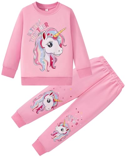 Image of Little Girls Outfits 2 Piece Toddler Long Sleeve Sweatshirt Leggings Pants Fall Winter Clothing Set 2-10 Years