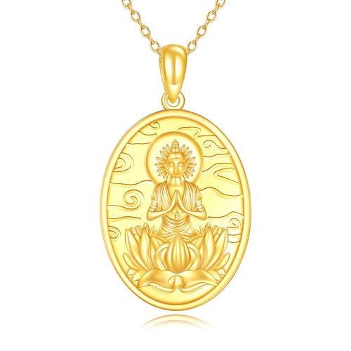 Collier Bouddha Guanyin plaqué or VONALA, un bijou religieux d'exception