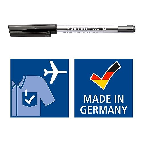 Staedtler Stick 430 - Stylo-Bille Pointe Moyenne Noire (lot de 10)