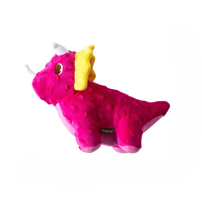 DAFORERAL Squeaky Dinosaur Dog Toy, Plush Chew Toy for Small and Medium Dogs with BB Squeaker and Crinkle Sound (Rose red (24 * 17cm))