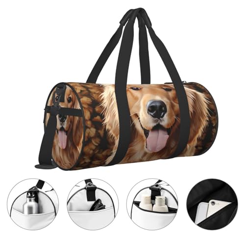 Travel Duffle Bag Lightweight Small Gym Bag Foldable Weekender Overnight Bags with Adjustable Shoulder Strap Carry On Tote Bags Cute Golden Retriever Hospital Bag for Women Men3