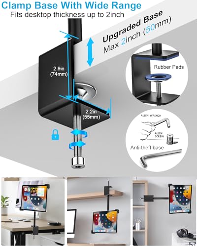 Image of Anti-Theft Retail Kiosk Tablet Stand - [Dual Security Lock] 360 Swivel Locking iPad POS Stand Holder, for 7-11 inch iPad Pro /Air /Mini, Galaxy Tab, Surface, for Store Display Office Kitchen Desktop