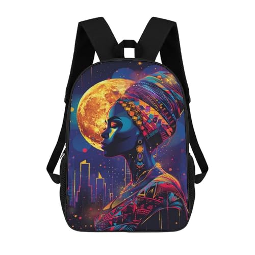 Sac d'école enfants motif femme africaine coloré grand sac à dos 17inch primaire collège