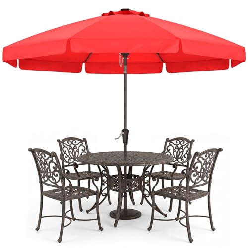 Image of ABCCANOPY 10ft Scalloped Patio Umbrella, Outdoor Table Umbrella with Tilt and Crank, Fiberglass Ribs Deck Umbrella for Patio, Pool, Garden, Picnic (Capsicum Red)