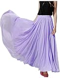 keland Frauen Sommer Retro Doppelte Schicht Chiffon Hohe Taille Boho A Linie Rock (Z-Helles Lila, L)