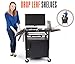 Line Leader Rolling AV Cart with Locking Cabinet, Laptop Stand, and Drop Leaves, Height Adjustable Mobile Utility Cart Workstation with Extra Storage Space, UL-Listed Power Strip (Black / 46 x 18)