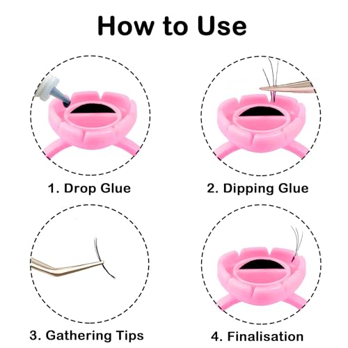 Beyoslf Anéis de cola para extensões de cílios, 300 peças de anéis de cola para cílios inteligentes,