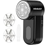 Fabric Shaver, HOMEASY Portable Lint Remover Debobbler Clothes Shaver, Bobble Remover for Clothes Adjustable 2 Speed Lint Shaver with 3 Blades Included (Black)