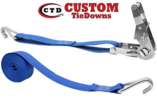 Customtiedowns 1.5 Inch X 15 Foot Stainless Steel Ratchet Strap, Wide Handle Ratchet, Long Neck Double J Wire Hooks Facing Down On Each End. #TOP3