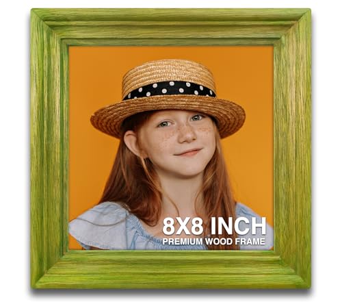 Image of Photo Frame 8x8 | Wall Frames | mini Frames | Green Wood Frame for Wall | Adds Style to Any Room, Best Gift for Friends (8x8 inch, Green Color)