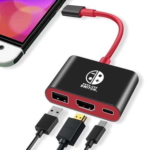 Alta qualità: questo switch dock 3 in 1 pesa solo 31 grammi. Questa base di switch adotta la tradizionale modalità a 3 porte sullo stesso lato, rendendo più conveniente per i giocatori collegare i dispositivi e impedisce che le linee di collegamento siano troppo disperse e difficili da posizionare