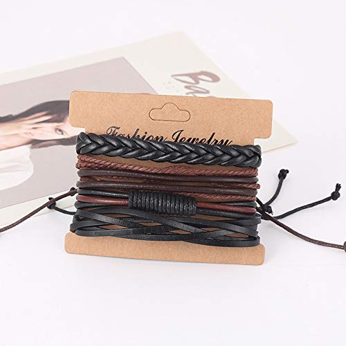 4pcs Stylish Strand Bracelet Set in Brown and Black