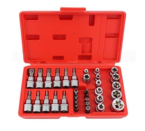 Ensemble de 34 Douilles Torx Robuste, Douille Torx Femelle, Coffret Douille, Embout, Outils Mecanique Automobile