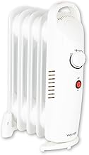 Warmlite WL43002YW 5 Fin Oil Filled Radiator with Adjustable Thermostat and Overheat Protection, 650W, White
