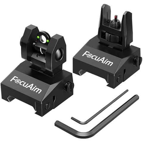 R2 Iron Sights, Fiber Optic Flip Up Iron Sights for Picatinny Rail, Flip Up Front and Rear Backup Sights with Red and Green Dot, Tool-Free Adjustable Front Sight with Rapid Transition Cover
