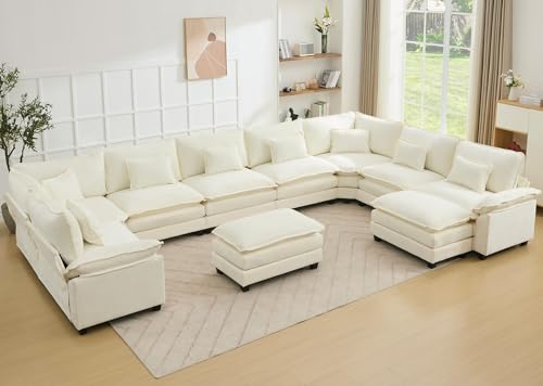 BIAOZHIKE Oversized Modular Sectional Sofa Set, Convertible Deep Seat Cloud