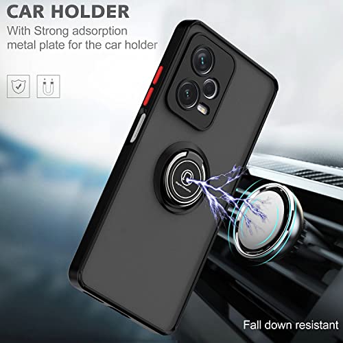 Tumundosmartphone Matte Case with Black Edge and 360 Rotating Ring for Xiaomi Redmi Note 12 4G, Black/White - Image 3
