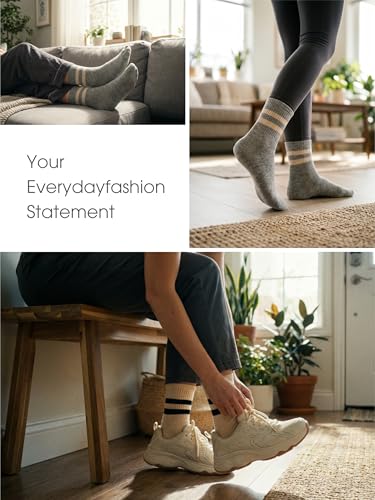 Image of 90% Cotton Women Socks, 4 Pairs Comfy Athletic Socks for Running & Casual Wear with Seamless Toe&Arch Support, Size 6-9